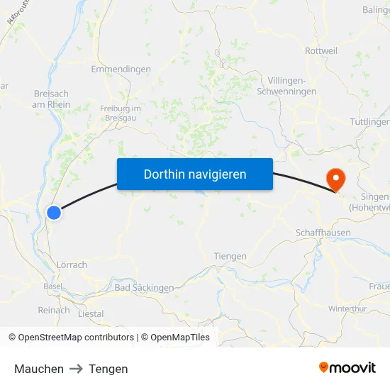 Mauchen to Tengen map