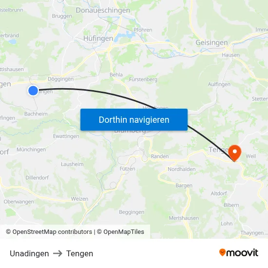 Unadingen to Tengen map