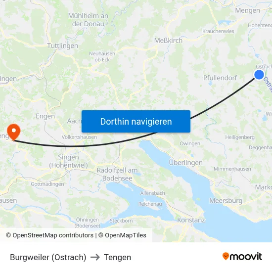 Burgweiler (Ostrach) to Tengen map