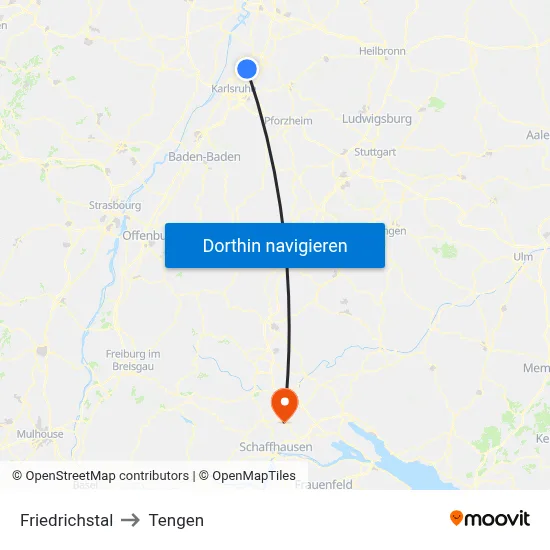 Friedrichstal to Tengen map