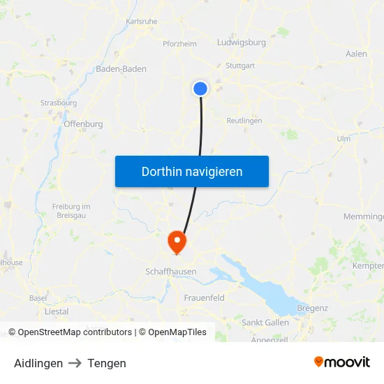 Aidlingen to Tengen map