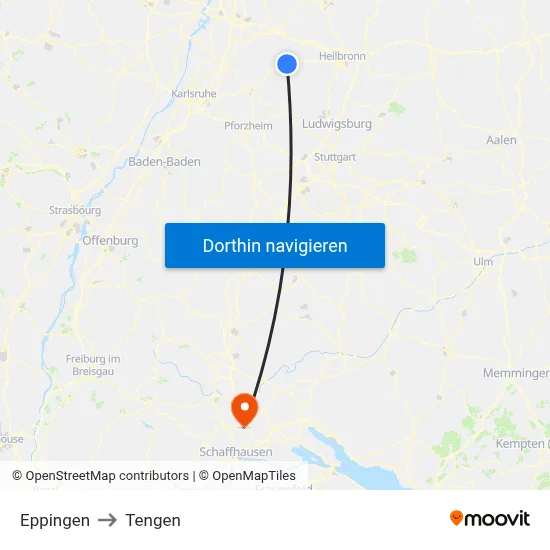 Eppingen to Tengen map