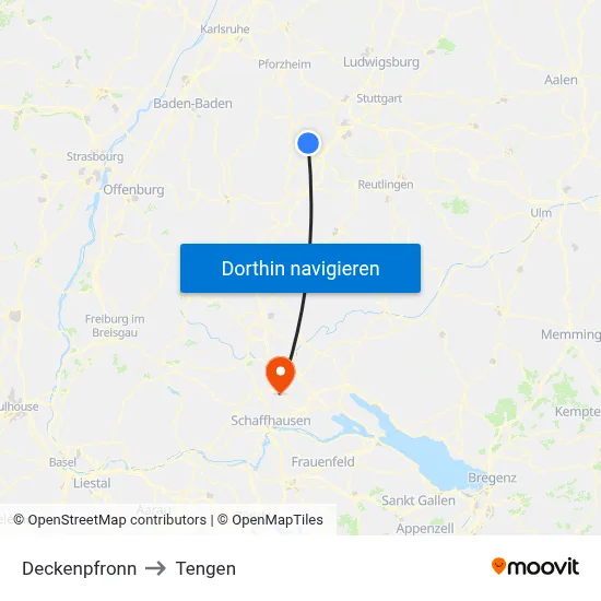 Deckenpfronn to Tengen map