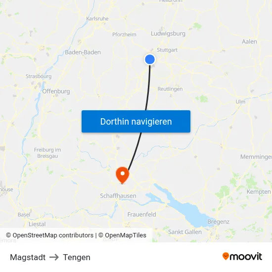 Magstadt to Tengen map