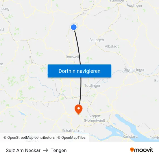 Sulz Am Neckar to Tengen map