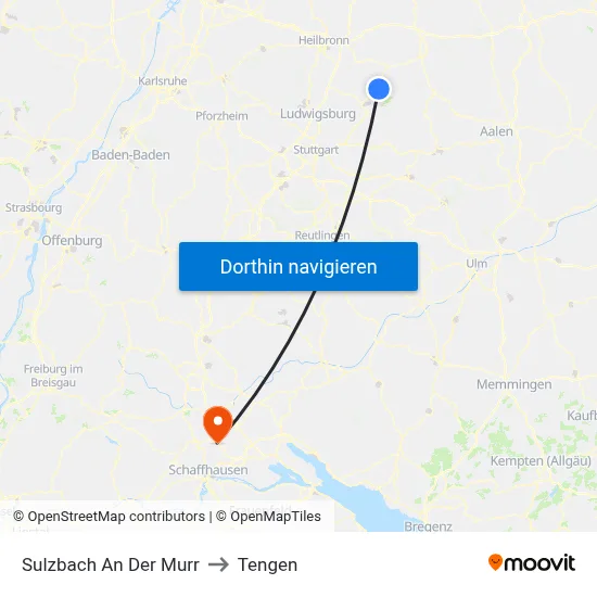 Sulzbach An Der Murr to Tengen map