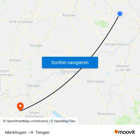 Merklingen to Tengen map