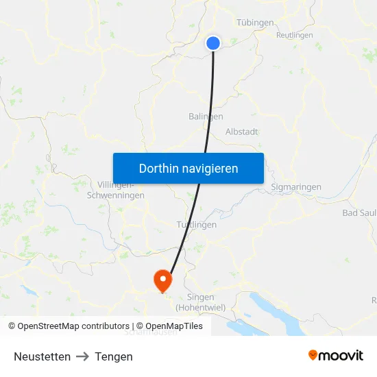 Neustetten to Tengen map