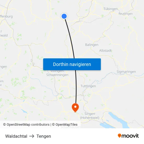 Waldachtal to Tengen map