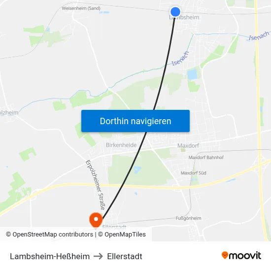 Lambsheim-Heßheim to Ellerstadt map