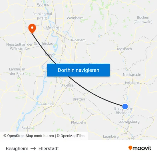 Besigheim to Ellerstadt map