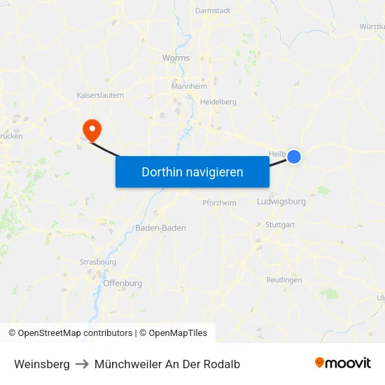 Weinsberg to Münchweiler An Der Rodalb map