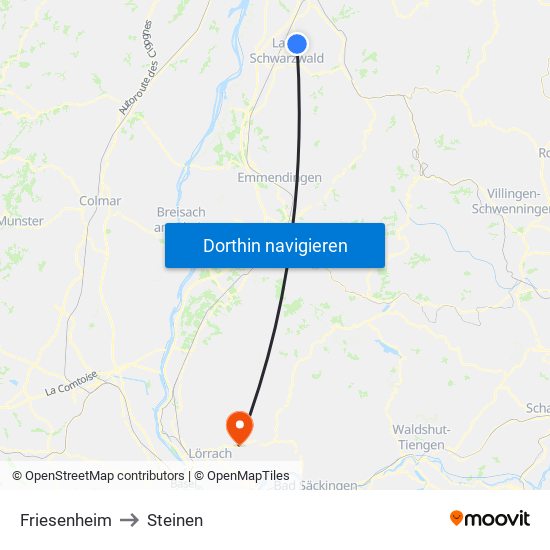 Friesenheim to Steinen map