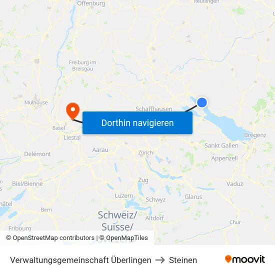 Verwaltungsgemeinschaft Überlingen to Steinen map