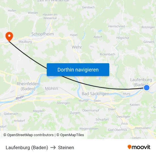 Laufenburg (Baden) to Steinen map