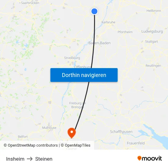 Insheim to Steinen map