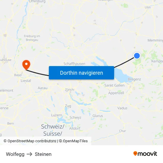 Wolfegg to Steinen map