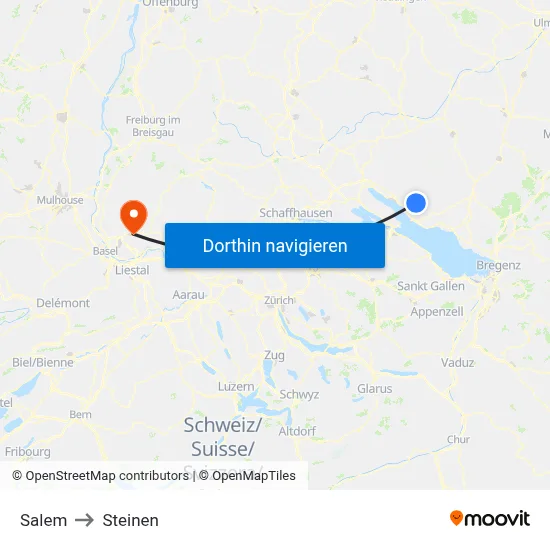 Salem to Steinen map