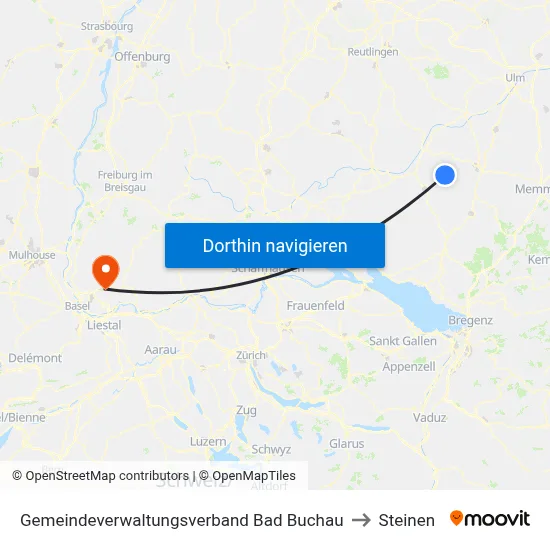 Gemeindeverwaltungsverband Bad Buchau to Steinen map