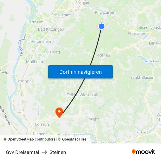 Gvv Dreisamtal to Steinen map