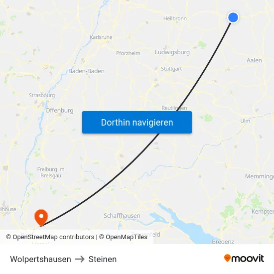Wolpertshausen to Steinen map