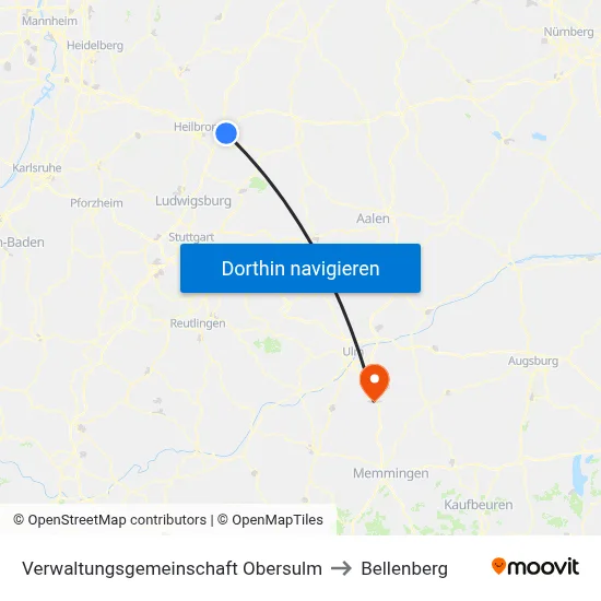 Verwaltungsgemeinschaft Obersulm to Bellenberg map