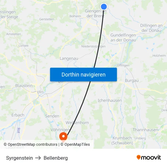 Syrgenstein to Bellenberg map