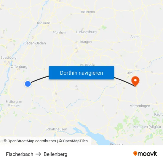 Fischerbach to Bellenberg map