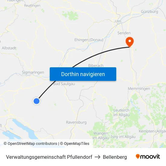 Verwaltungsgemeinschaft Pfullendorf to Bellenberg map