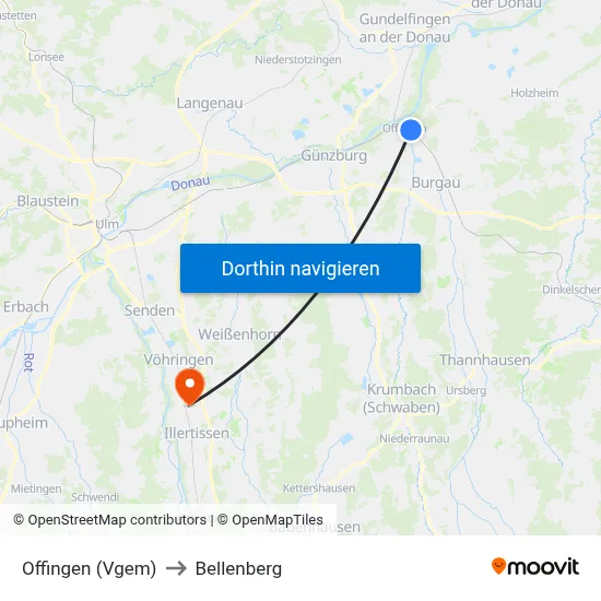 Offingen (Vgem) to Bellenberg map