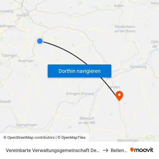 Vereinbarte Verwaltungsgemeinschaft Der Stadt Nürtingen to Bellenberg map