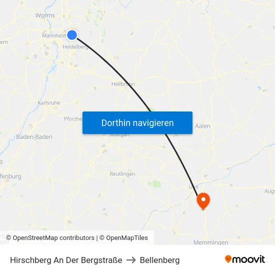 Hirschberg An Der Bergstraße to Bellenberg map