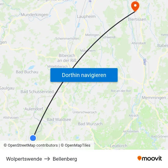 Wolpertswende to Bellenberg map