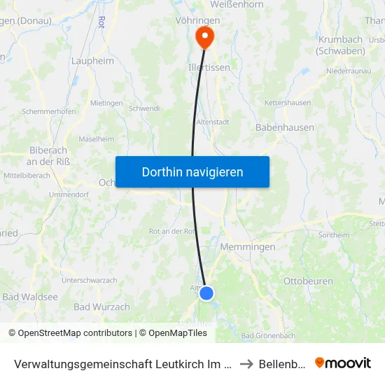 Verwaltungsgemeinschaft Leutkirch Im Allgäu to Bellenberg map