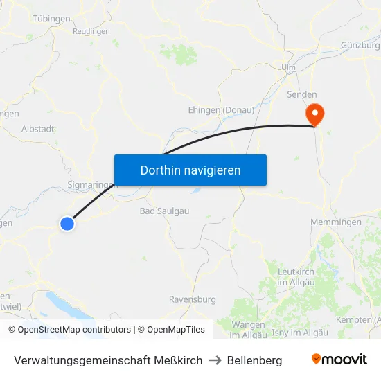 Verwaltungsgemeinschaft Meßkirch to Bellenberg map