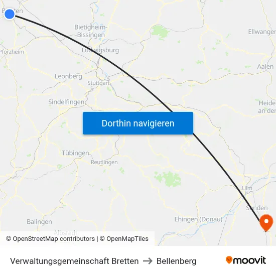 Verwaltungsgemeinschaft Bretten to Bellenberg map