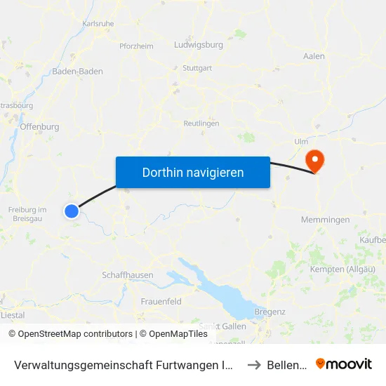 Verwaltungsgemeinschaft Furtwangen Im Schwarzwald to Bellenberg map