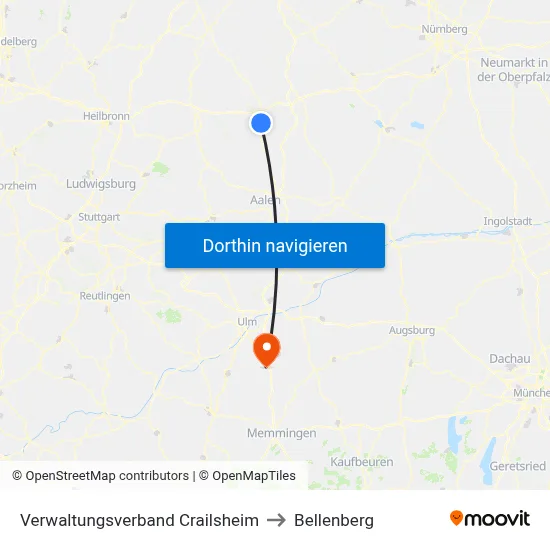 Verwaltungsverband Crailsheim to Bellenberg map