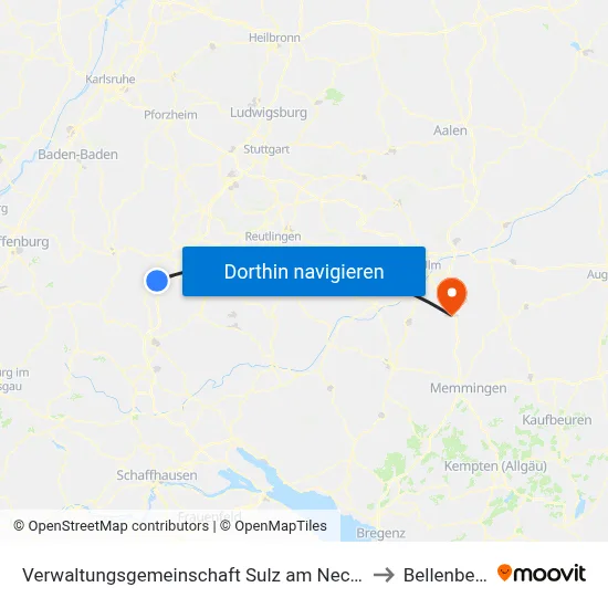 Verwaltungsgemeinschaft Sulz am Neckar to Bellenberg map