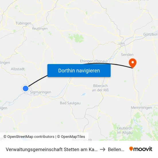 Verwaltungsgemeinschaft Stetten am Kalten Markt to Bellenberg map
