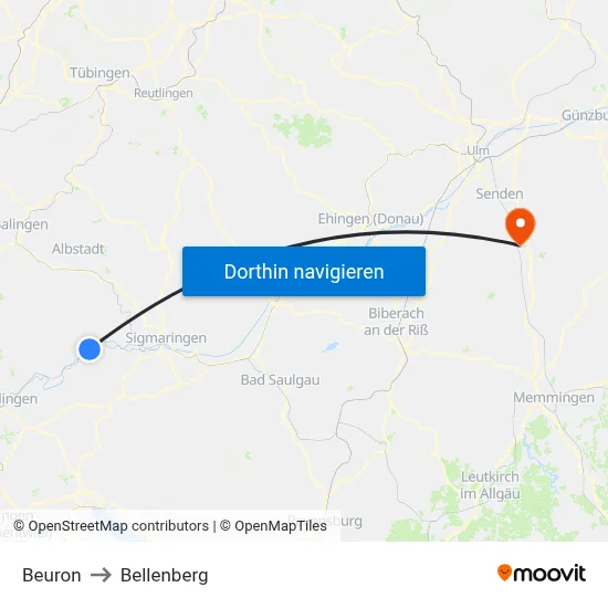Beuron to Bellenberg map
