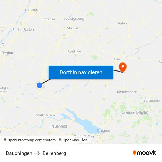 Dauchingen to Bellenberg map