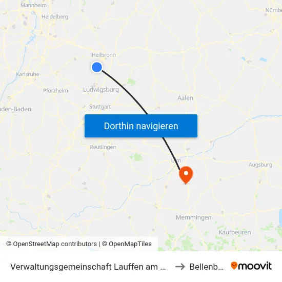 Verwaltungsgemeinschaft Lauffen am Neckar to Bellenberg map
