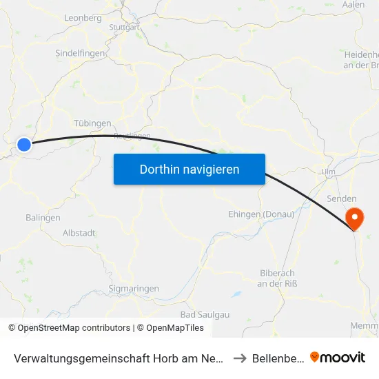Verwaltungsgemeinschaft Horb am Neckar to Bellenberg map