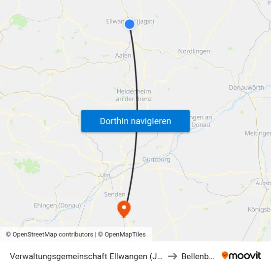 Verwaltungsgemeinschaft Ellwangen (Jagst) to Bellenberg map