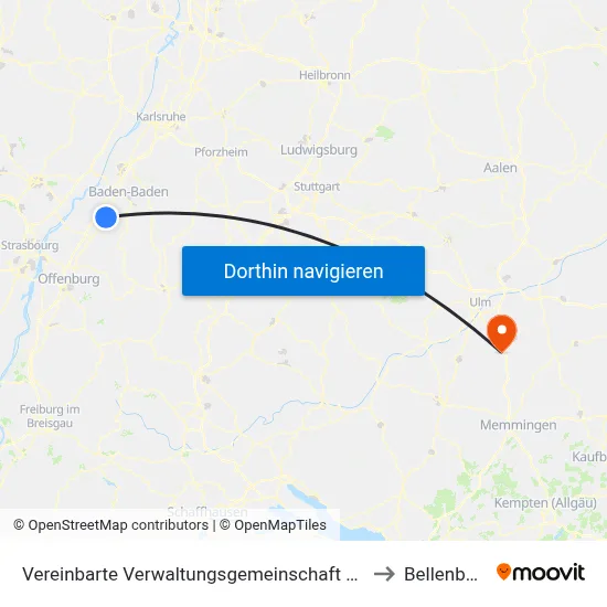 Vereinbarte Verwaltungsgemeinschaft Bühl to Bellenberg map