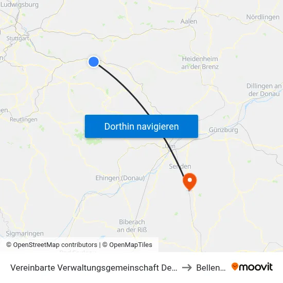 Vereinbarte Verwaltungsgemeinschaft Der Stadt Uhingen to Bellenberg map