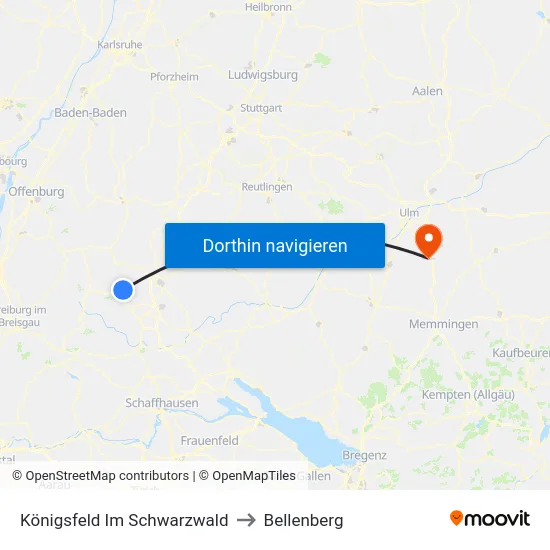 Königsfeld Im Schwarzwald to Bellenberg map