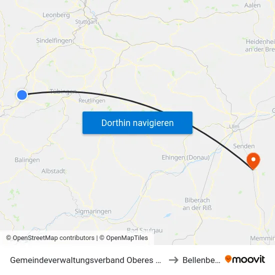 Gemeindeverwaltungsverband Oberes Gäu to Bellenberg map