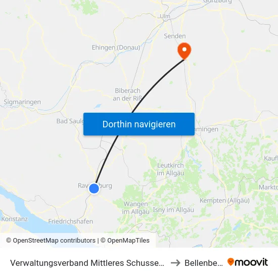 Verwaltungsverband Mittleres Schussental to Bellenberg map